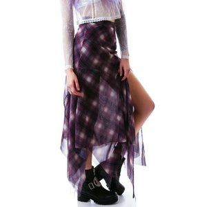 UNIF RIFF PLAID CHIFFON SKIRT